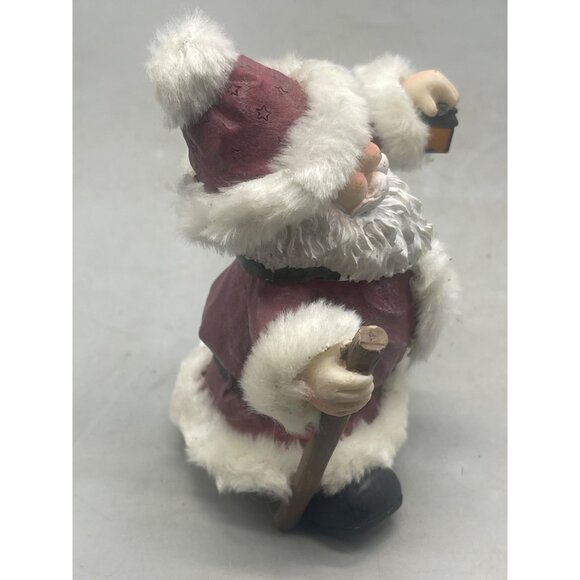Christmas Santa figurine lantern bear toys staff foe fur red white 5.5" READ - Picture 6 of 8